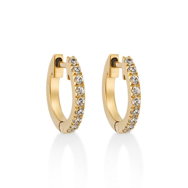 diamond hoops large 2 Diamond hoop earrings in solid gold - Image 2