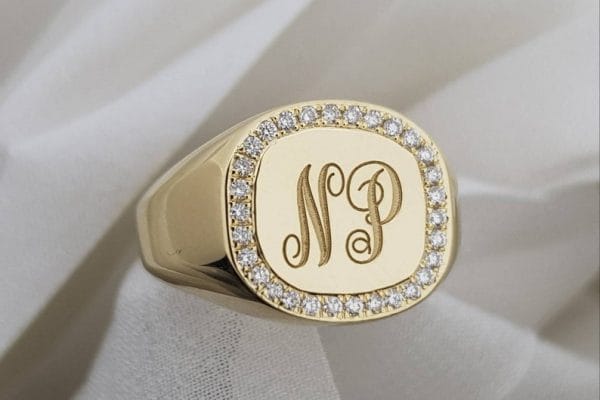 il_794xN.2176065149_kpyc Diamond frame monogram ring, RN340-1 - Image 1