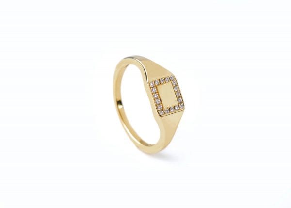 Square signet ring with a diamond frame, RN369-1 - Image 2