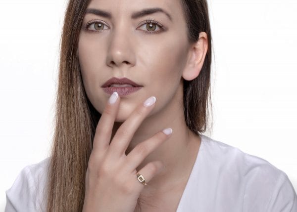 Square signet ring with a diamond frame, RN369-1 - Image 3