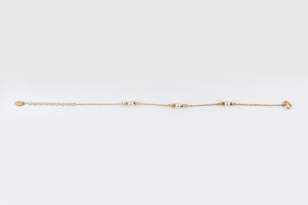 4,4mm pearls bracelet 4 4.4mm pearls gold chain bracelet - Image 5