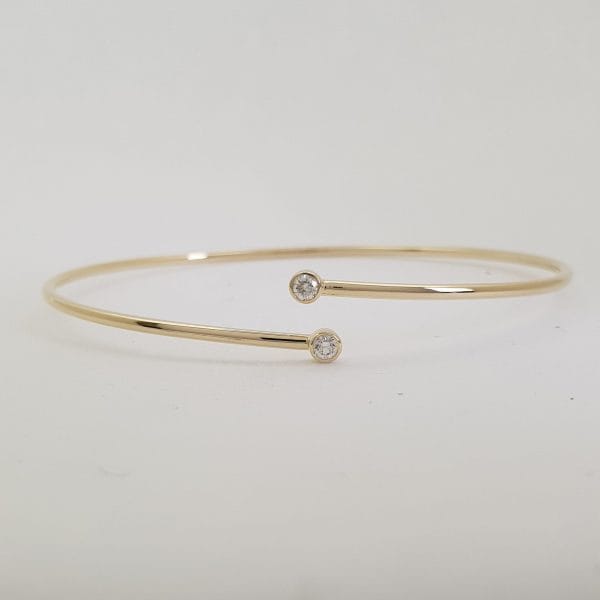 Cuff 2 diamonds bangle 1 2 diamonds gold cuff bangle - Image 1