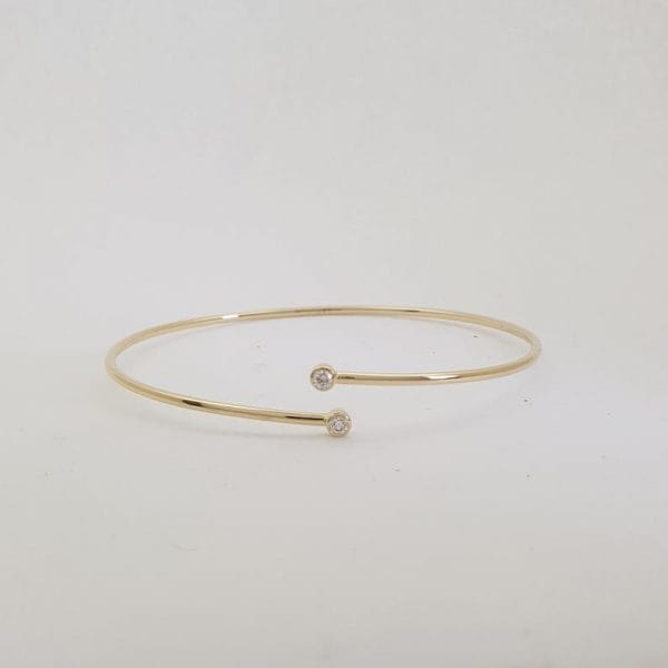 2 diamonds gold cuff bangle - Image 6