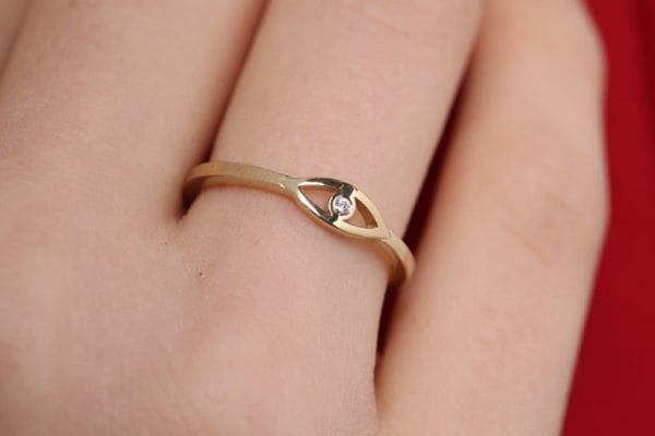 Gold dainty evil eye ring, RN456 - Image 3