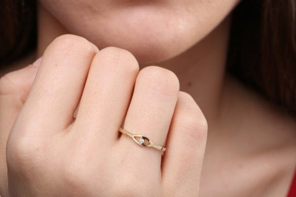 Gold dainty evil eye ring, RN456 - Image 6
