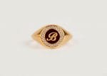 Diamond signet gold ring, RN320-1