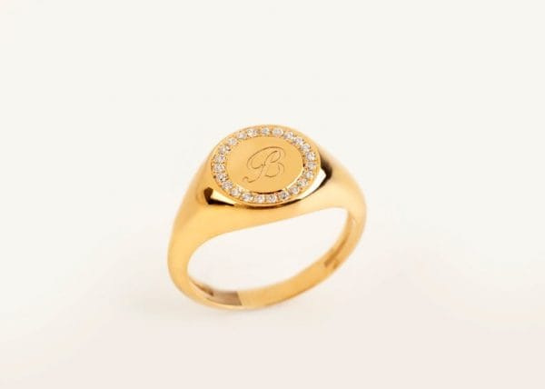 Diamond signet gold ring, RN320-1 - Image 3