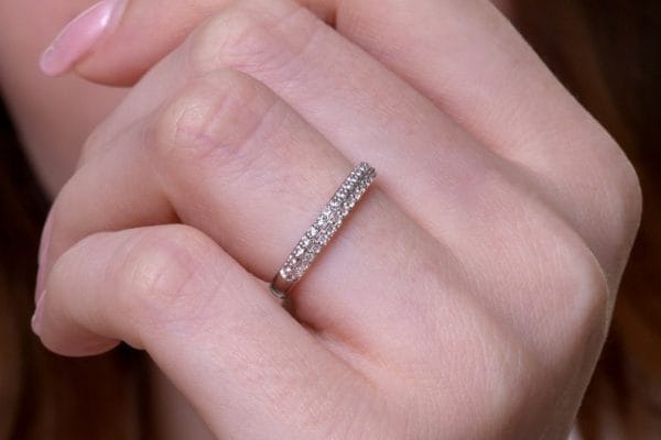 Two rows diamond gold ring - Image 3