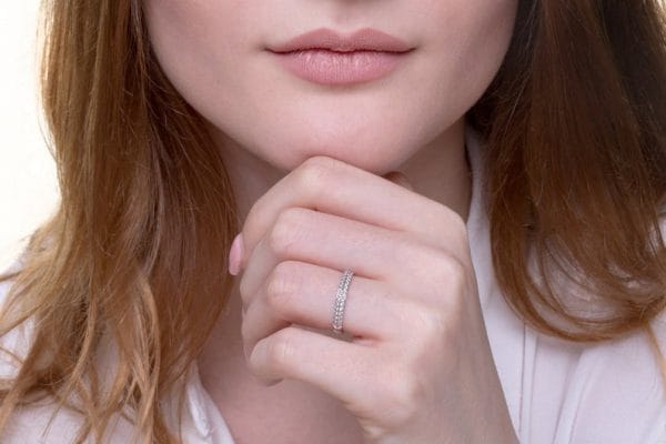 Two rows diamond gold ring - Image 5