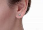 Diamond emerald sapphire flower stud earrings - Image 3