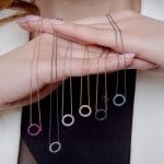 Diamond halo gold necklace - Image 2