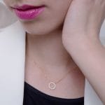 Diamond halo gold necklace - Image 3