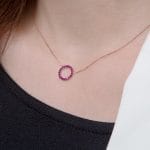 Diamond halo gold necklace - Image 4