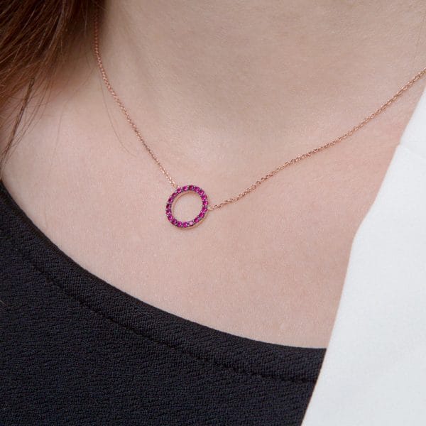 Diamond halo gold necklace - Image 4