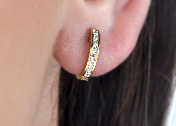 Diamond hoop earrings, black diamonds 3 Unique diamond gold hoop earrings - Image 4