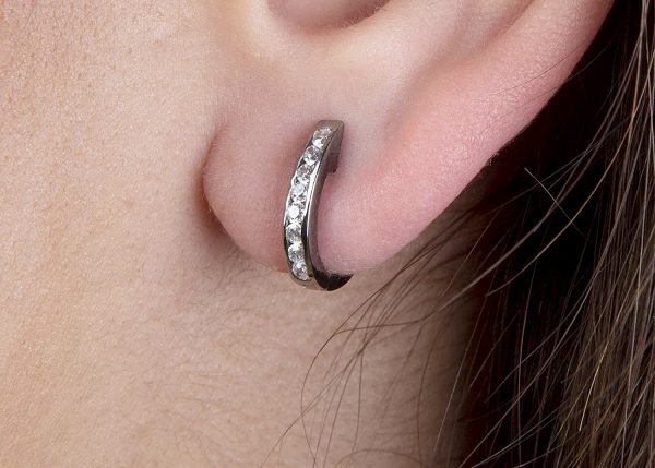 Diamond hoop earrings, black diamonds 6 Unique diamond gold hoop earrings - Image 7