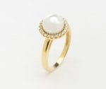 Diamond pearl gold ring