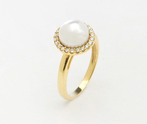 Diamond pearl ring 1 Diamond pearl gold ring - Image 1