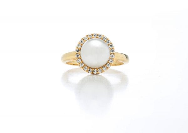 Diamond pearl gold ring - Image 4