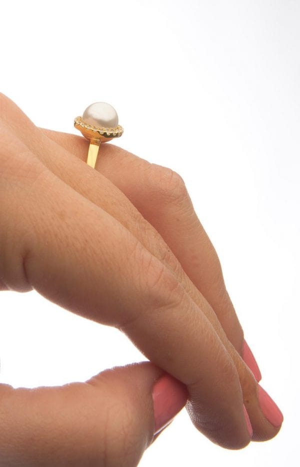 Diamond pearl gold ring - Image 5