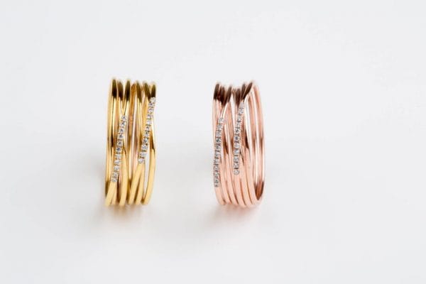 Twisted wire ring with diamonds, large - Image 3