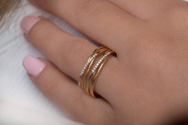 Twisted wire ring with diamonds, large - Image 7