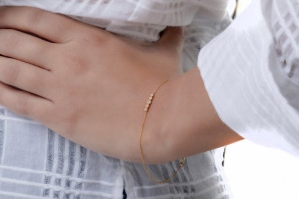 Five diamond solid gold bracelet, 5st 0,09ct - Image 3