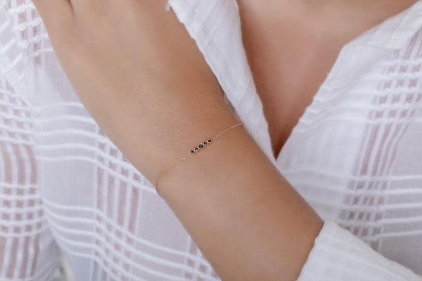 Five diamond solid gold bracelet, 5st 0,09ct - Image 4