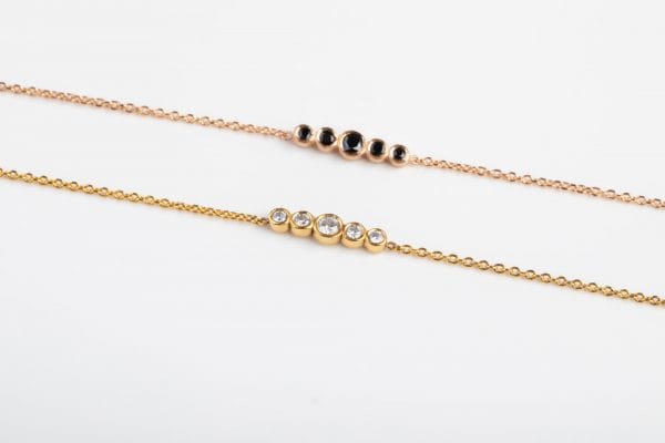 Five diamond solid gold bracelet, 5st 0,09ct - Image 5