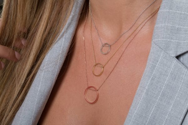 Floating circle necklace 2 Floating circle gold necklace (large) - Image 3