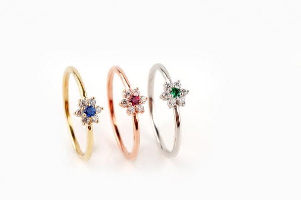 Flower diamond gold ring - Image 5
