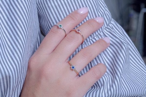 Flower diamond gold ring - Image 6