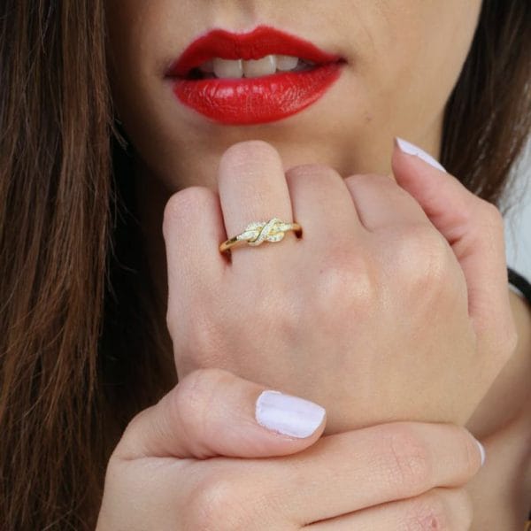 Gold knot diamond ring, RN215-1 - Image 6