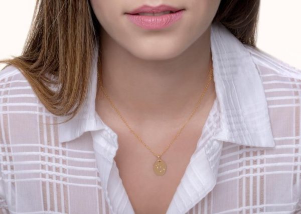 Oval diamond Constellation disc necklace 6 Oval diamond gold Constellation necklace - Image 2