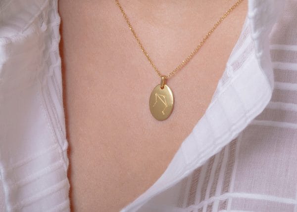 Oval gold Zodiac necklace - Image 2