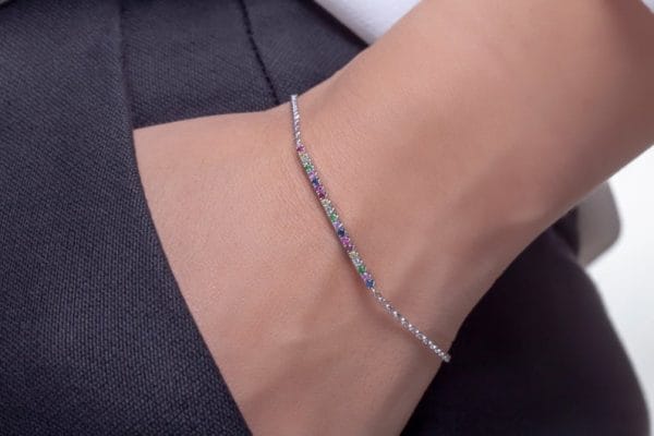 Rainbow bar 3cm bracelet 1 Rainbow bar 3cm gold bracelet - Image 1