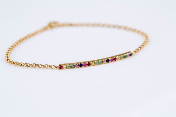 Rainbow bar 3cm gold bracelet - Image 3