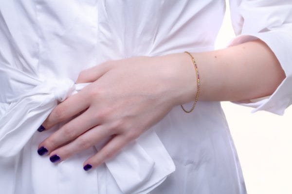 Rainbow bar 3cm gold bracelet - Image 4