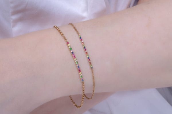 Rainbow bar 3cm gold bracelet - Image 6