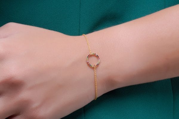 Rainbow circle bracelet 1 Rainbow circle gold bracelet - Image 1