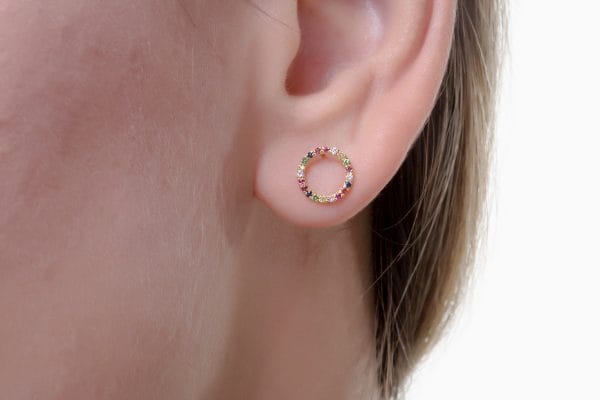 Rainbow circle earrings 1 Rainbow circle gold earrings - Image 1