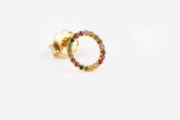 Rainbow circle gold earrings - Image 4