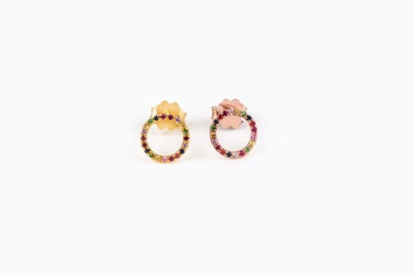 Rainbow circle gold earrings - Image 5