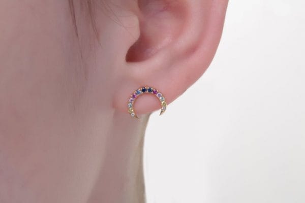 Rainbow horn earrings 1 Rainbow horn moon earrings - Image 1