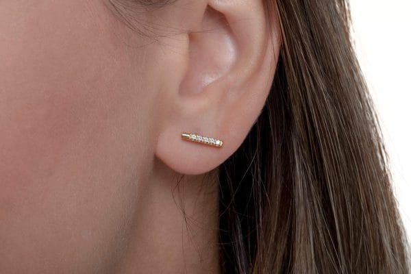 Round diamond bar earrings - Image 1