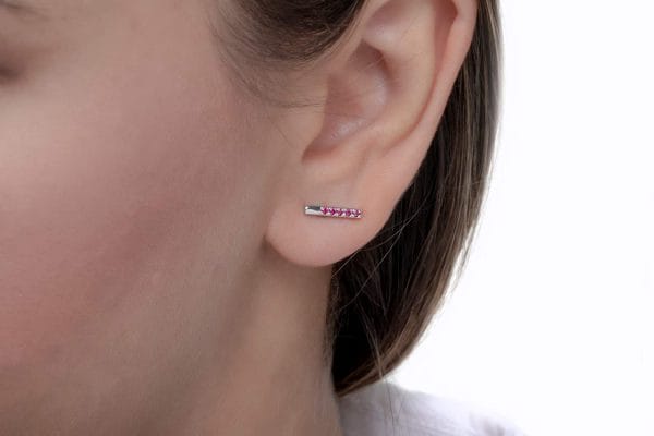 Round diamond bar earrings - Image 6