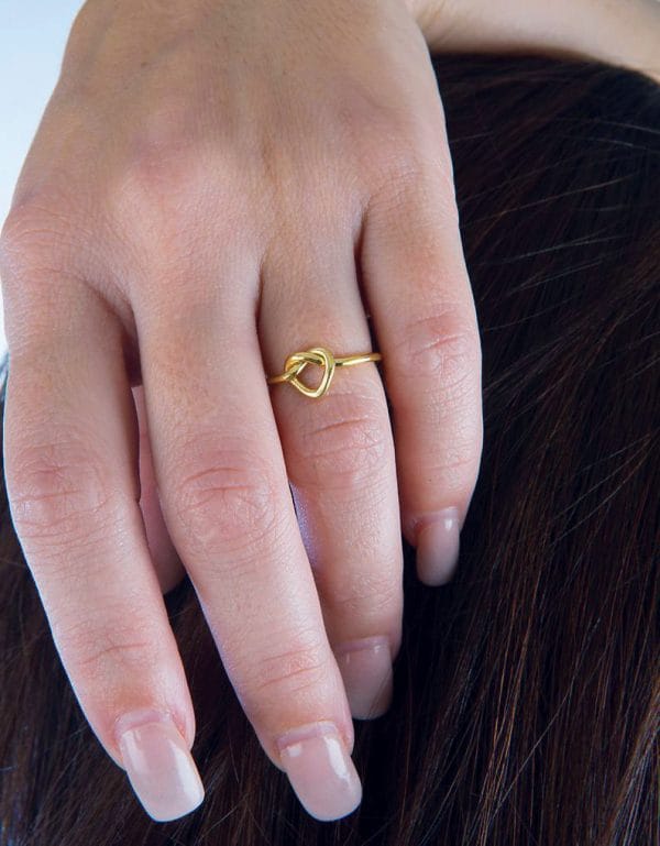 Small Heart gold knot ring, RN220 - Image 2