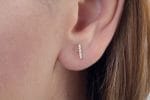 Tiny diamond bar gold earrings - Image 3