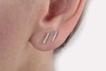 Tiny diamond bar gold earrings - Image 5