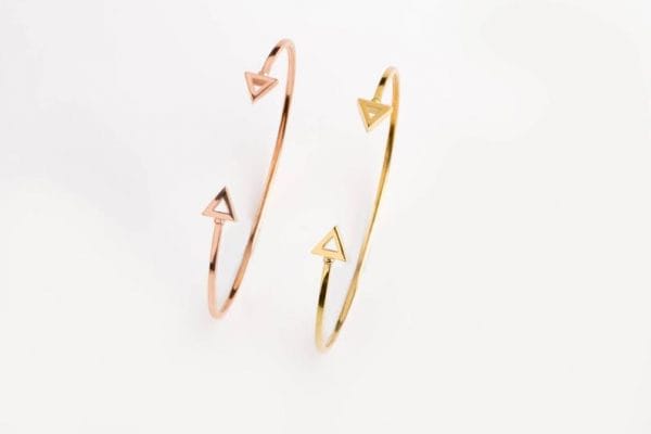 Triangle cuff gold bracelet - Image 4